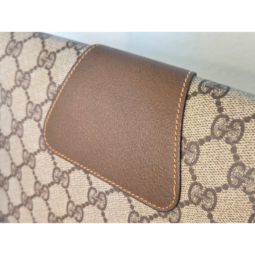 Gucci GG Supreme Clutch Bag Monogram Canvas Brown Leather Vintage Ophidia - Picture 8 of 15